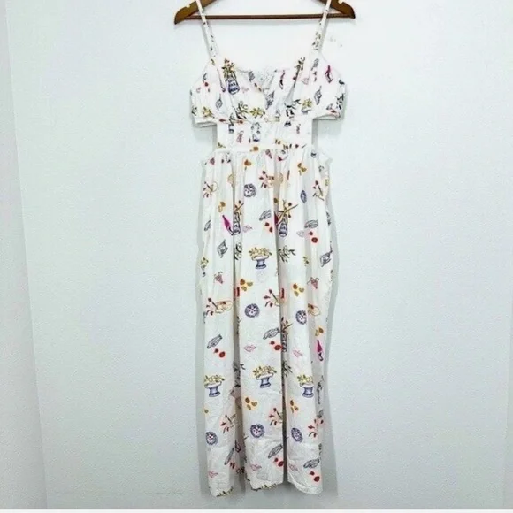 Madewell x Lisa says gah cutout midi dress Greek flower food dress NWT - Picture 4 of 4